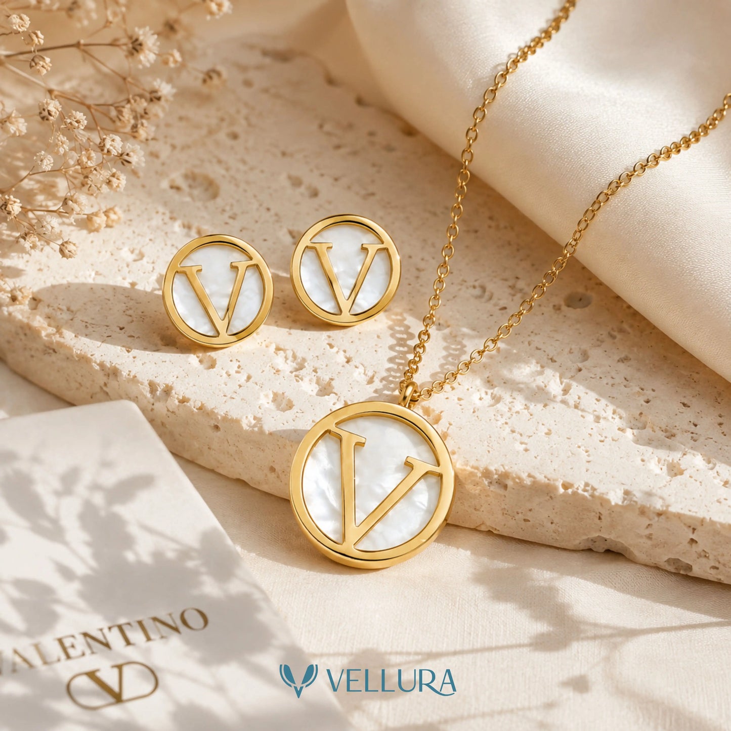 VALENTINO' Inspired Mother of Pearl Necklace Set