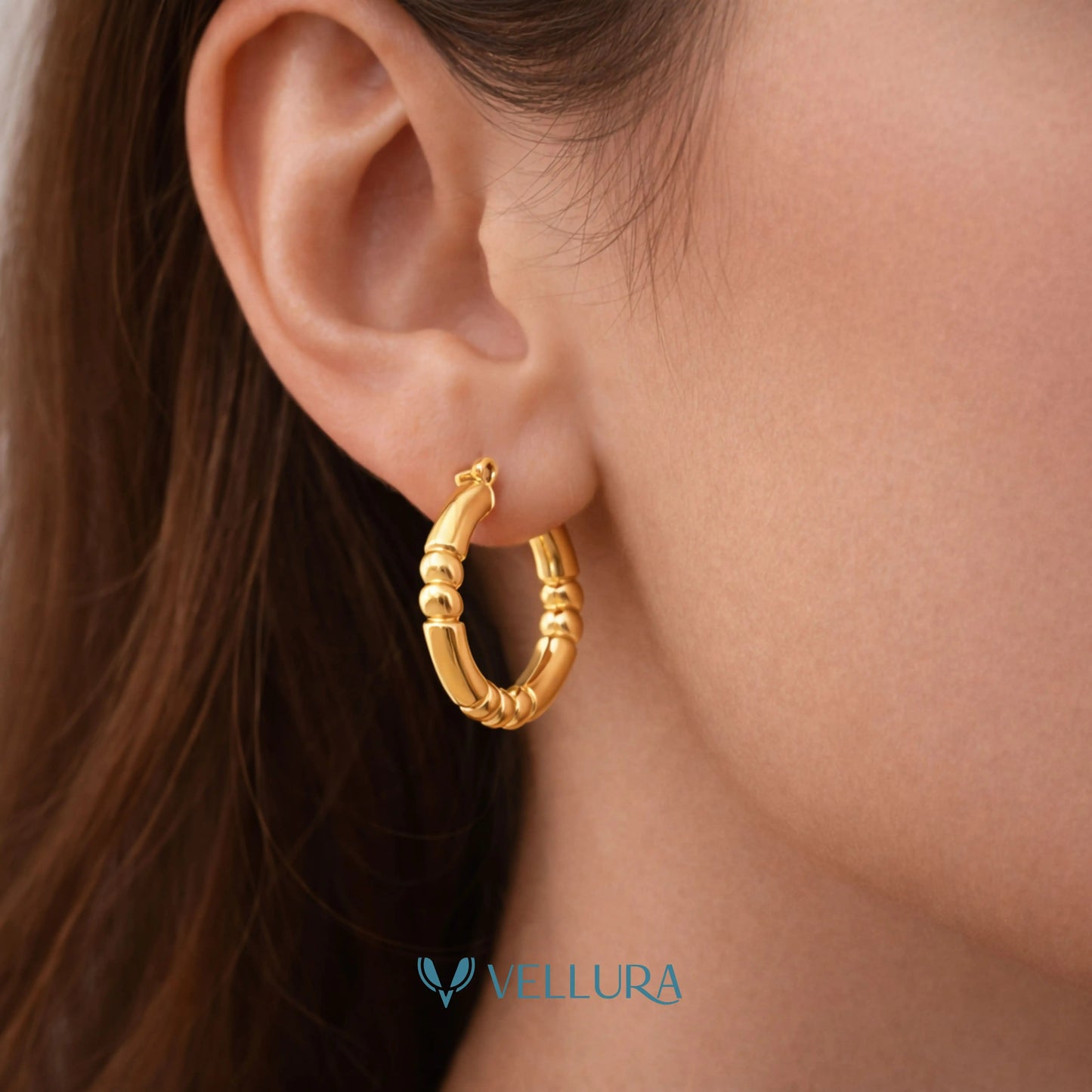 Gold Textured Hoop- Style 3