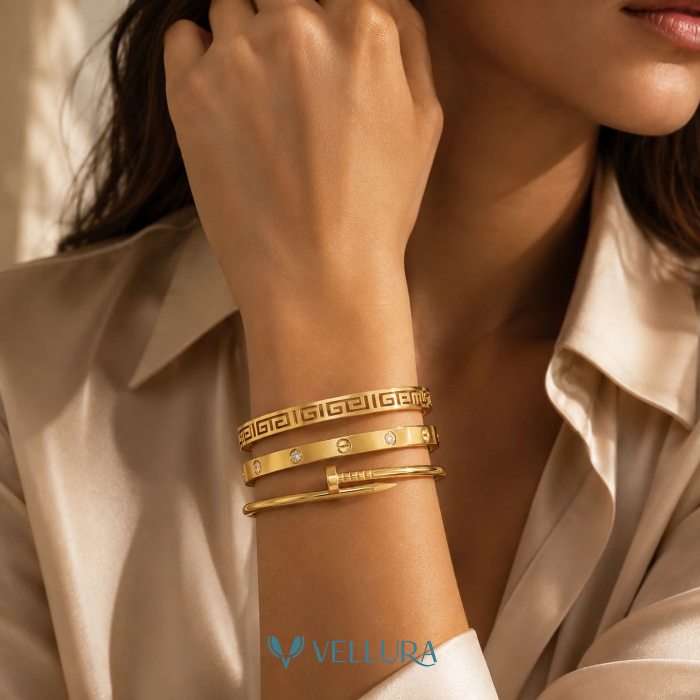 Gold Bracelet Stack 9