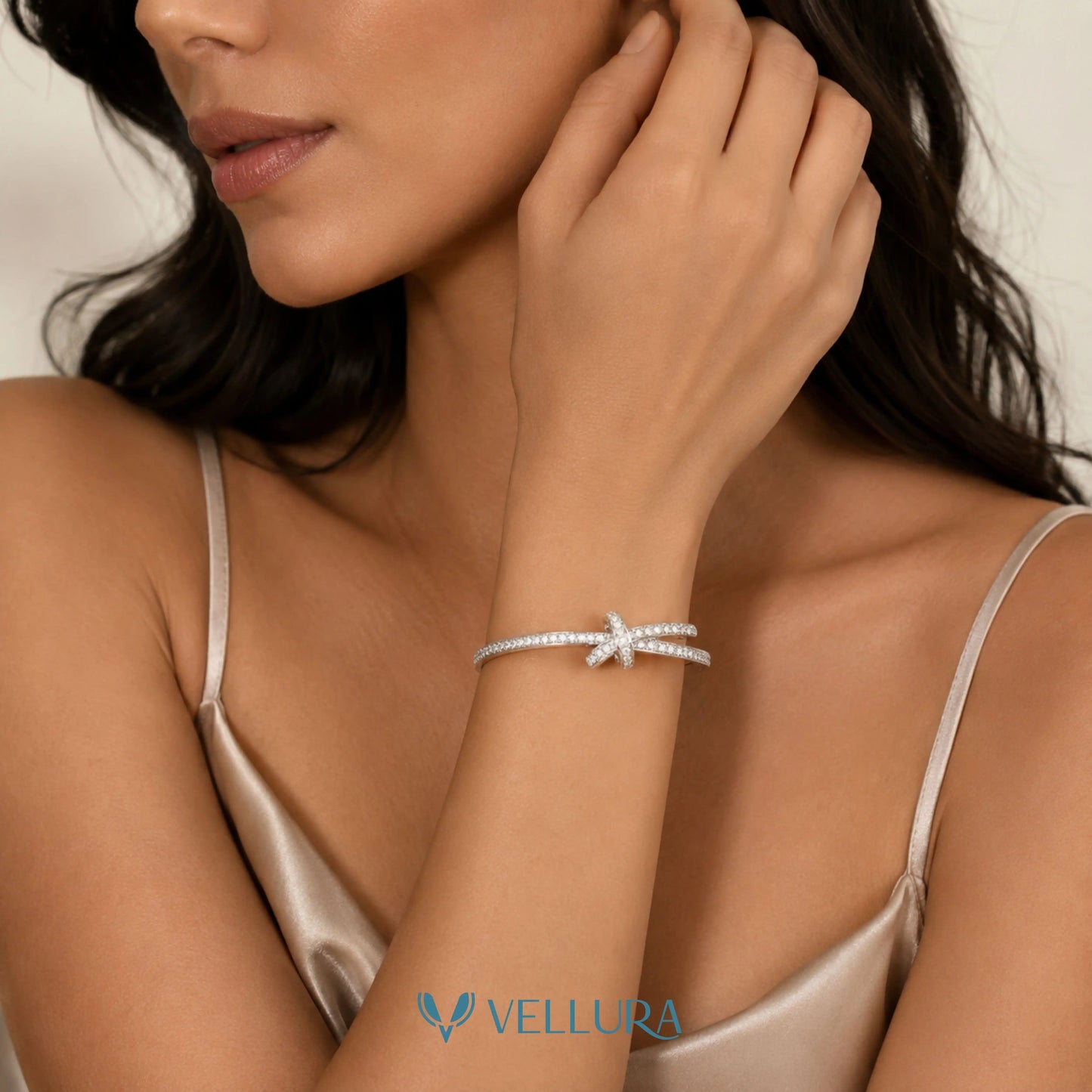 Silver Studded Bow Bracelet