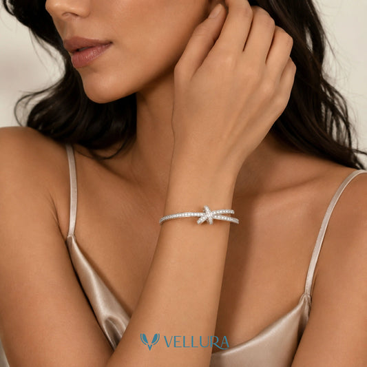 Silver Studded Bow Bracelet
