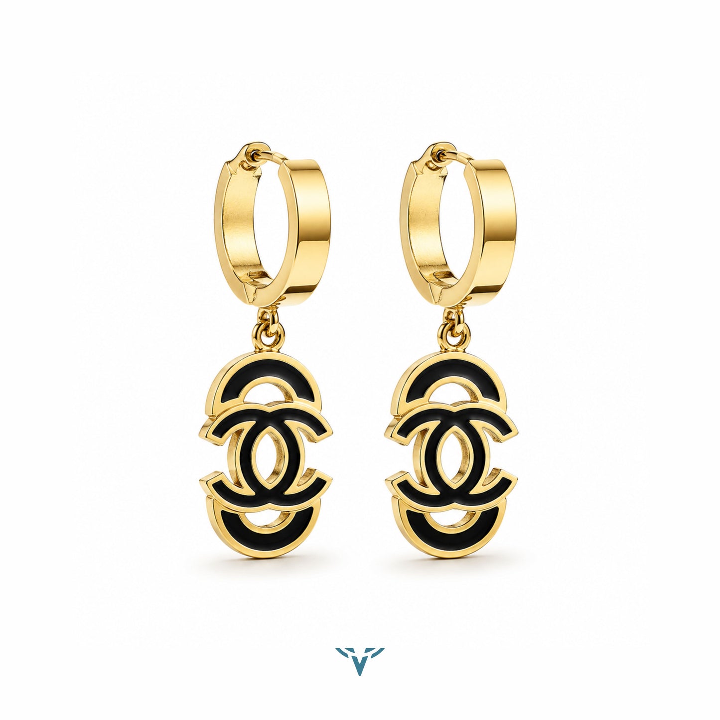 CC Inspired Black Hoop Earrings