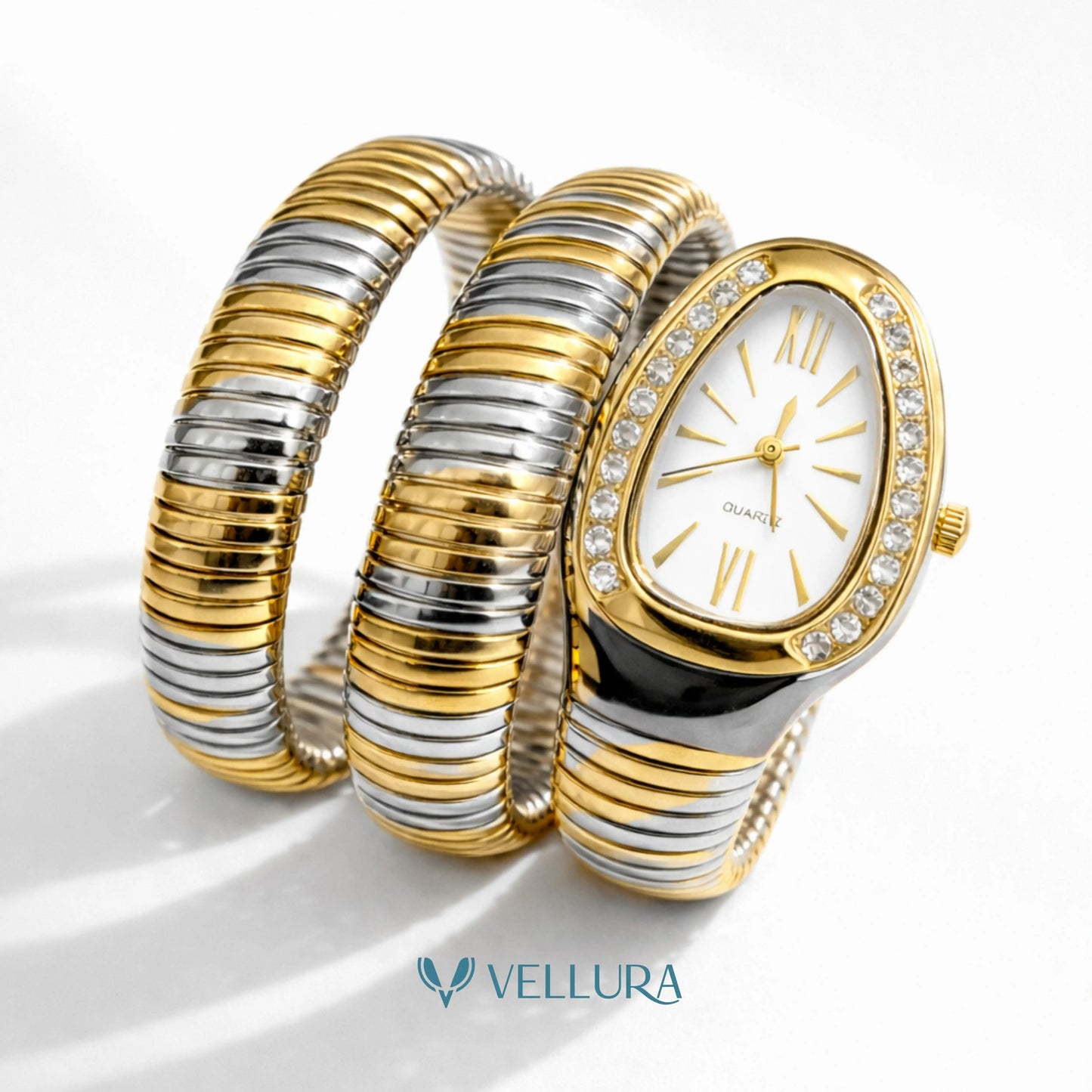 Dual Tone White Serpent Watch