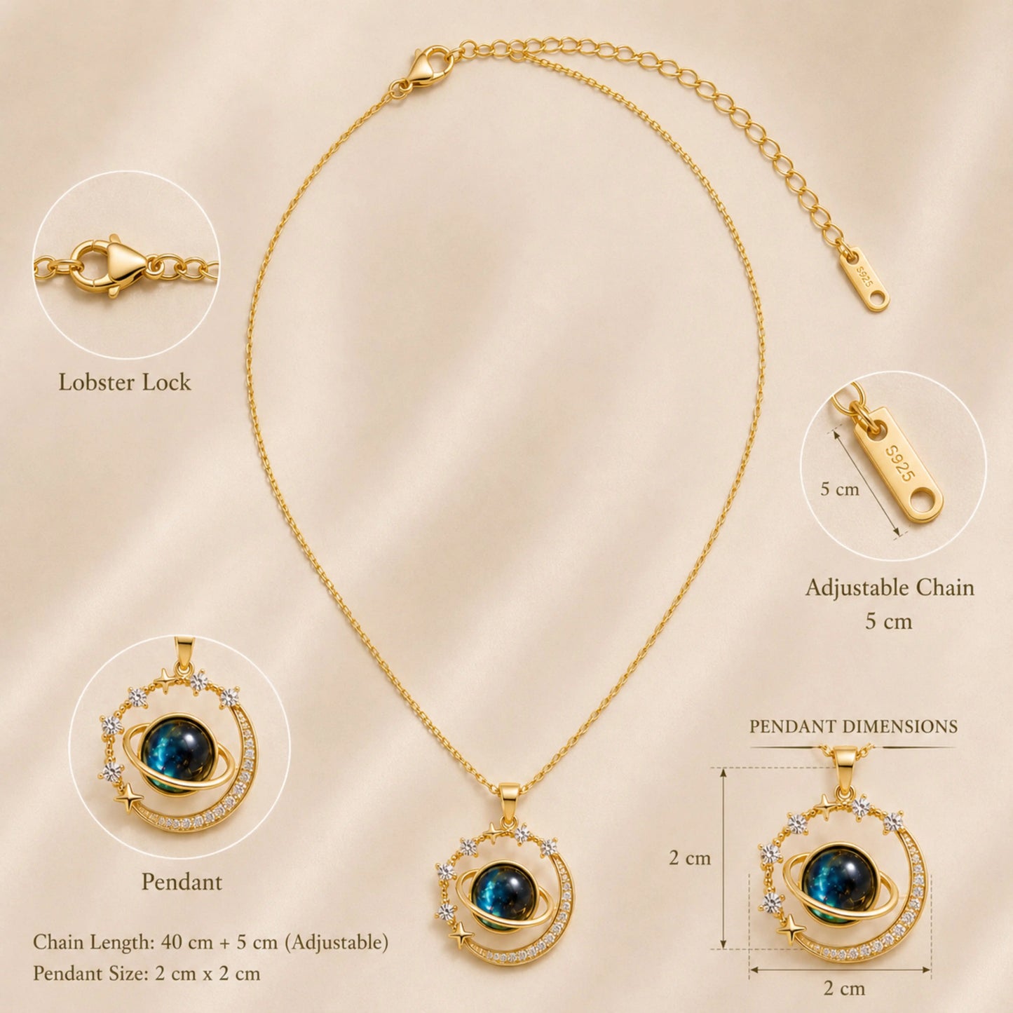 Celestial Galaxy Planet Pendant