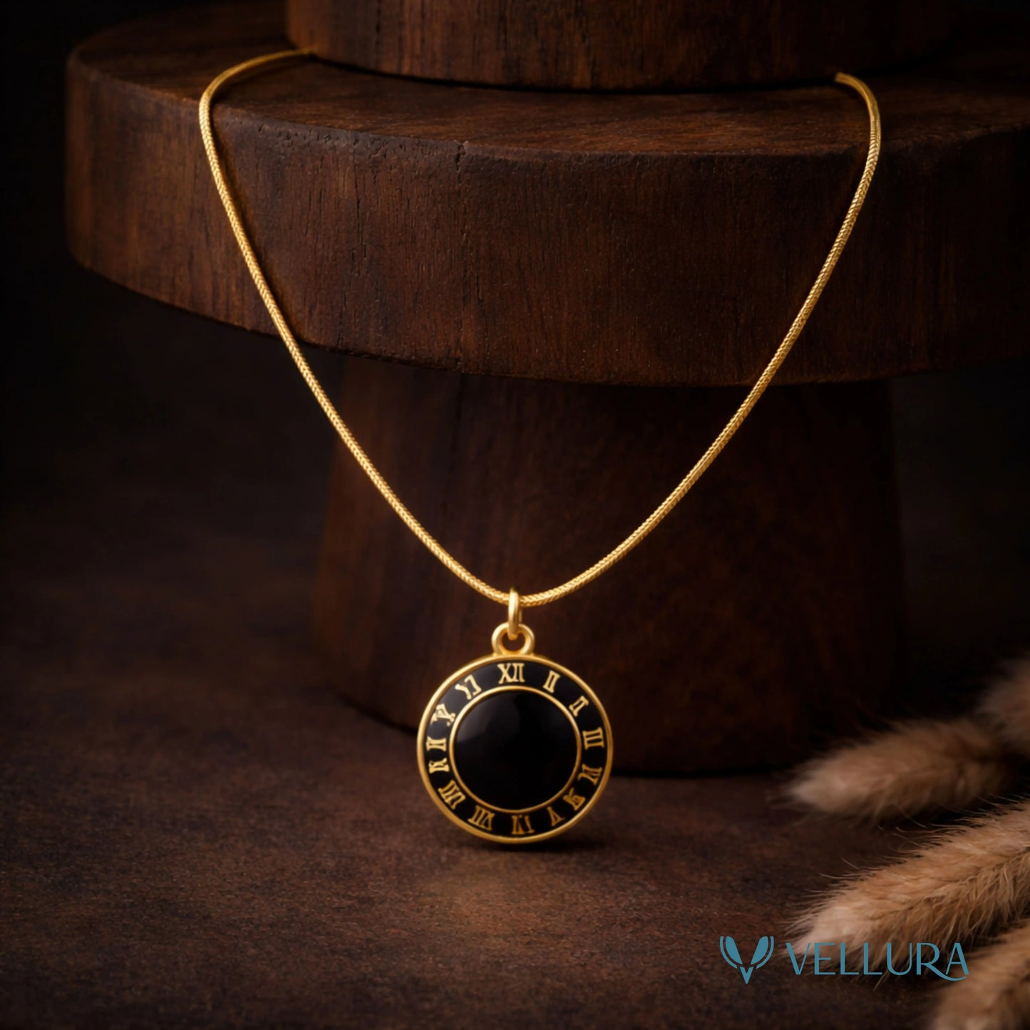 Roman Numeral Black Necklace