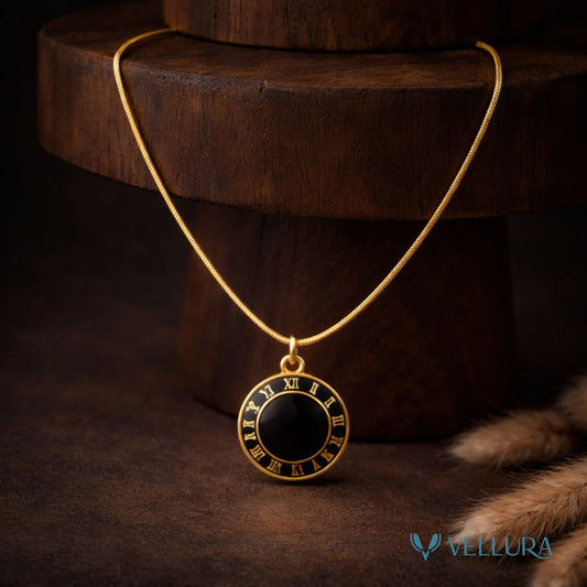 Roman Numeral Black Necklace
