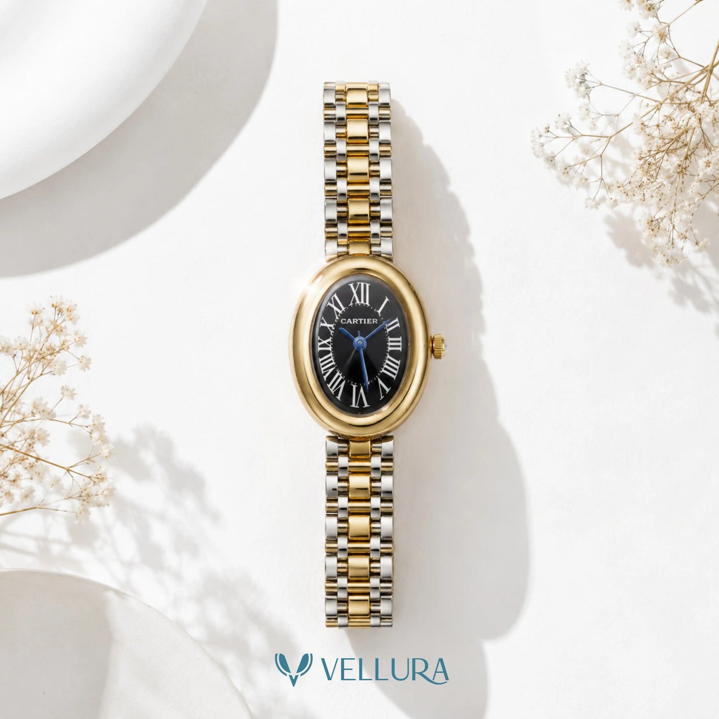 Midnight Royale Dual Tone Watch-Cartier Inspired