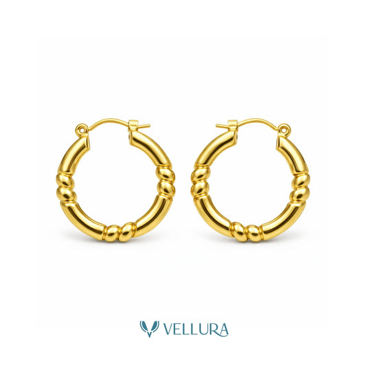 Gold Textured Hoop- Style 3