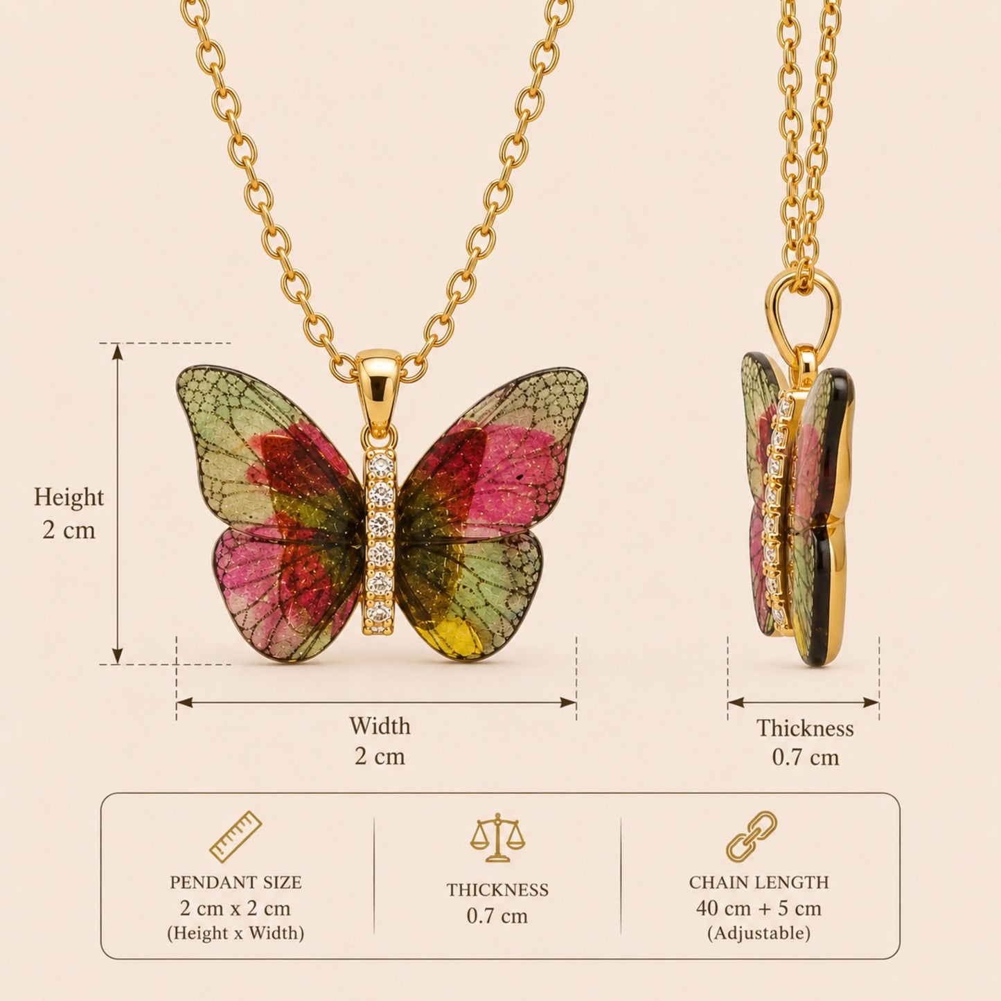 Multicolor Butterfly Pendant