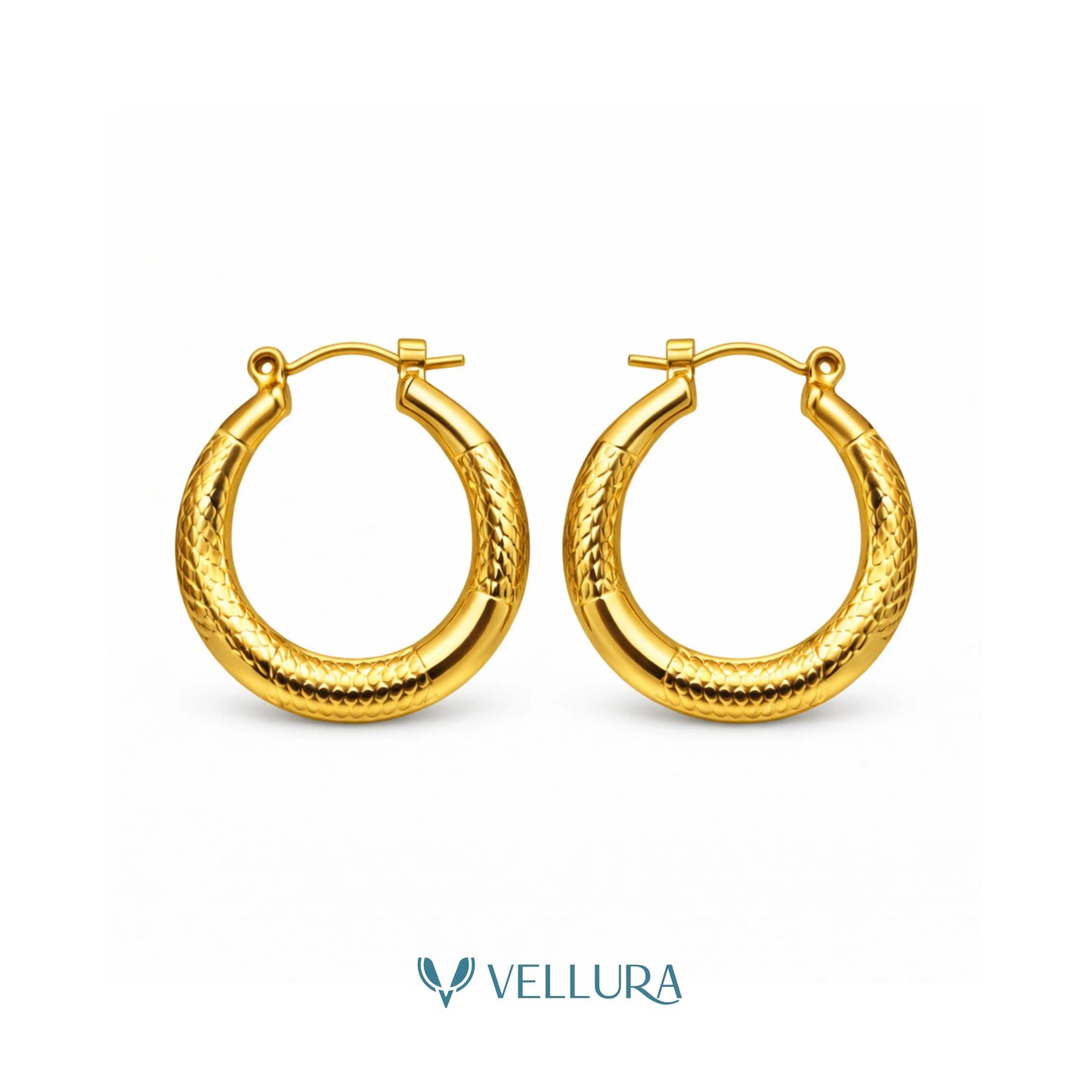 Gold Textured Hoop- Style 4