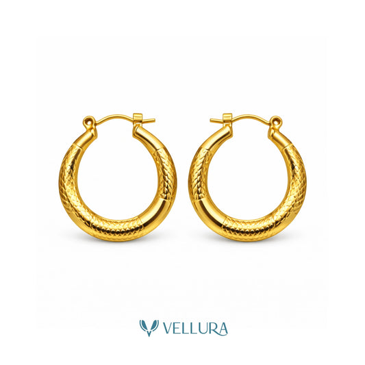 Gold Textured Hoop- Style 4