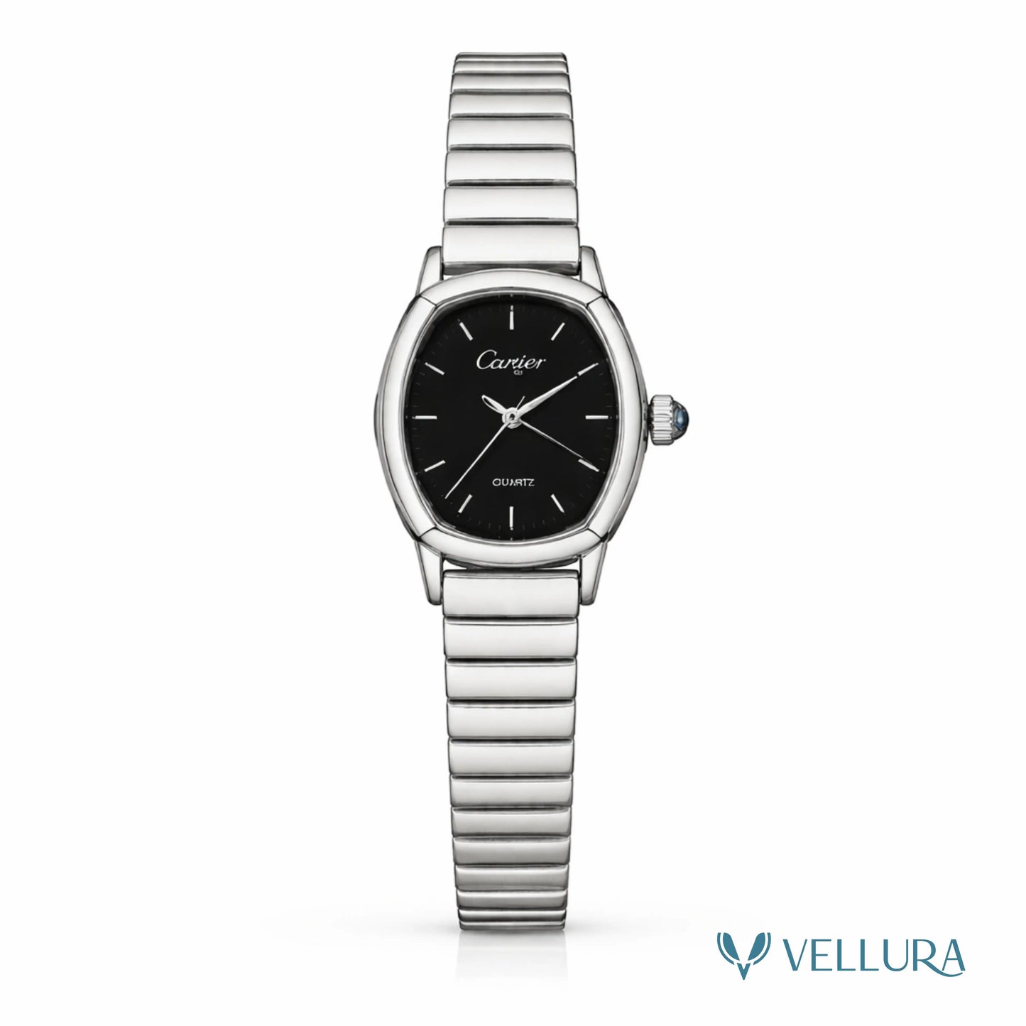 Silver Black Dial Luxury Watch