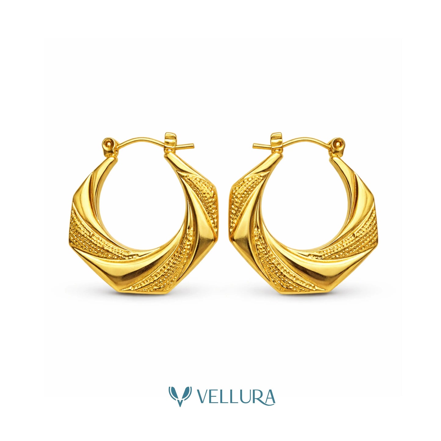 Gold Textured Hoop- Style 2