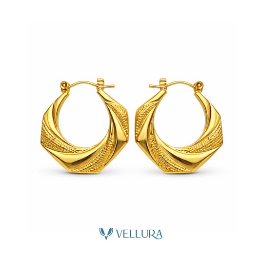 Gold Textured Hoop- Style 2