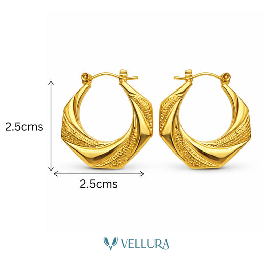 Gold Textured Hoop- Style 2
