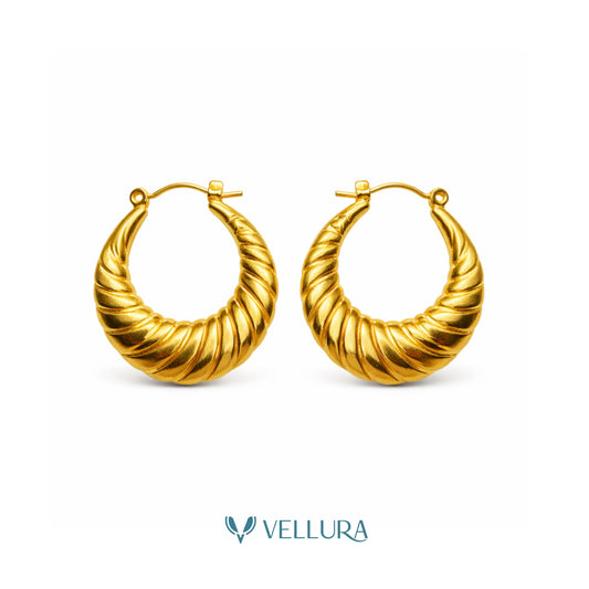 Gold Textured Hoop-Style 1