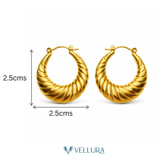 Gold Textured Hoop-Style 1