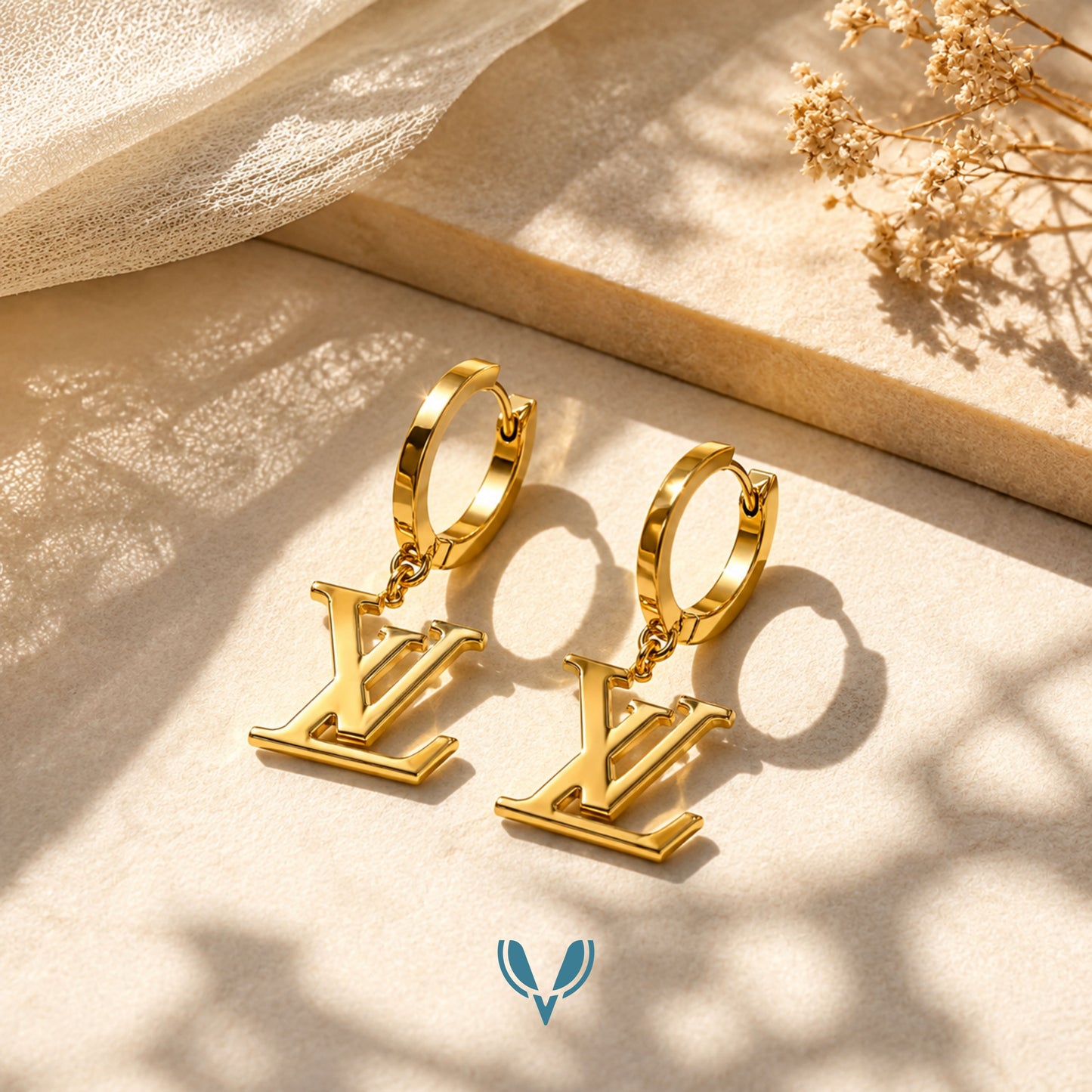 LV' Inspired Gold Hoop Earrings
