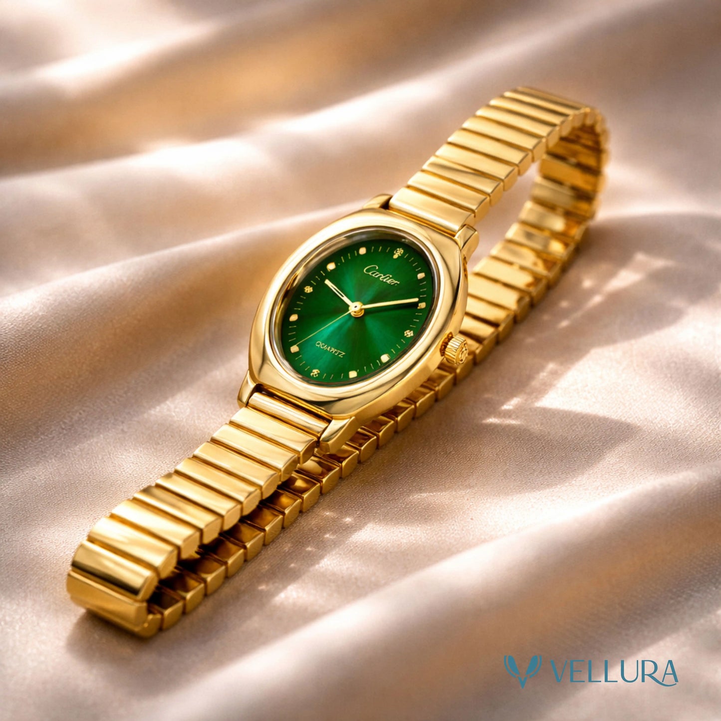 Gold Green Dial Luxury Watch