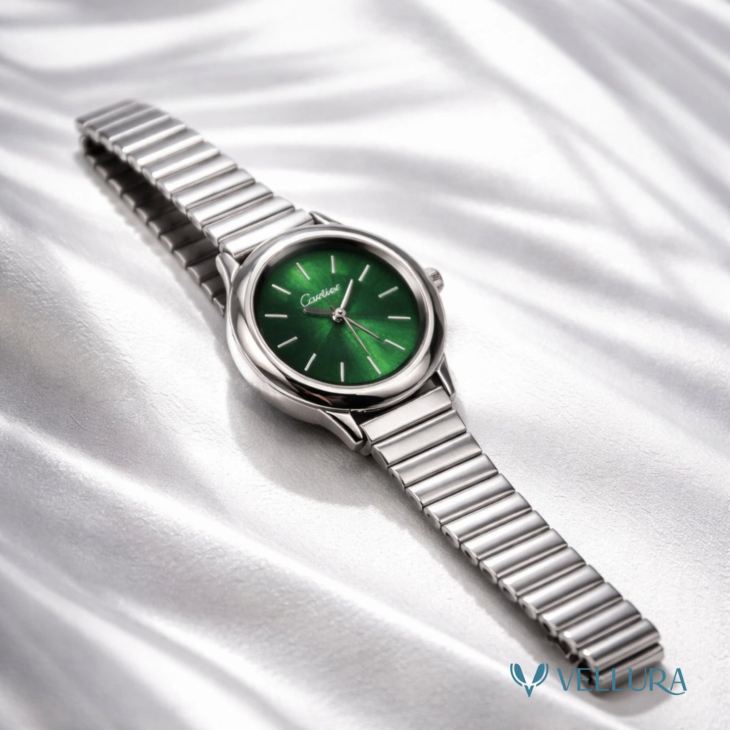 Silver Green Dial Luxury Watch