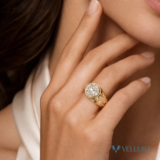 Gold Crystal Cluster Statement Ring