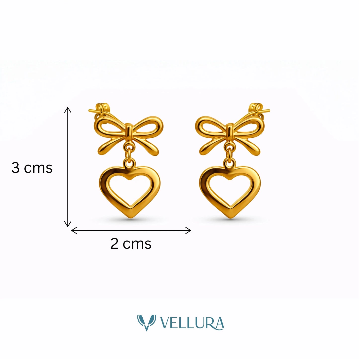 Bow Heart Drop Earrings