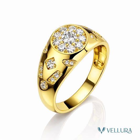Gold Crystal Cluster Statement Ring