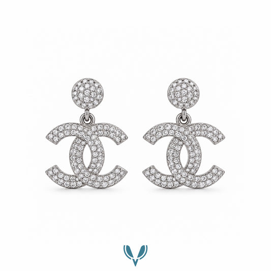 CC'  Monogram Drop Earrings