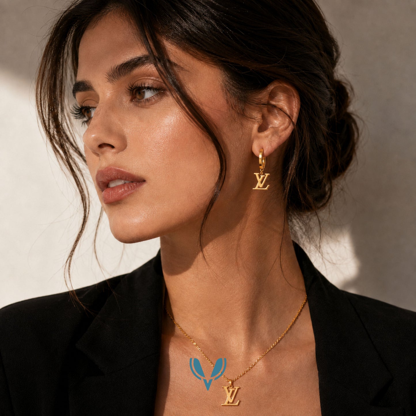LV' Inspired Gold Hoop Earrings