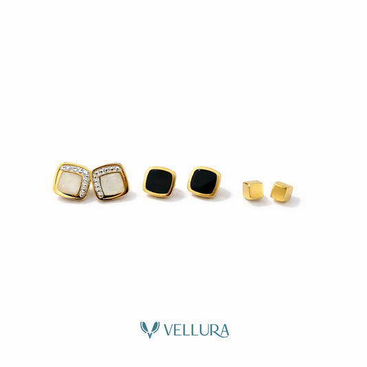 Gold Stud Earrings Combo Set