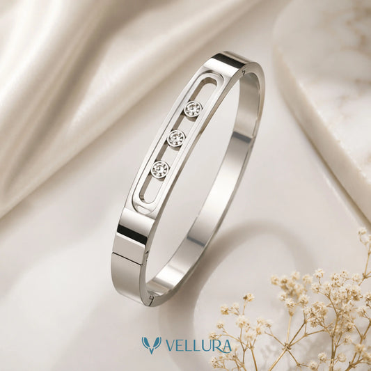 Silver Crystal Open-Link Bracelet f