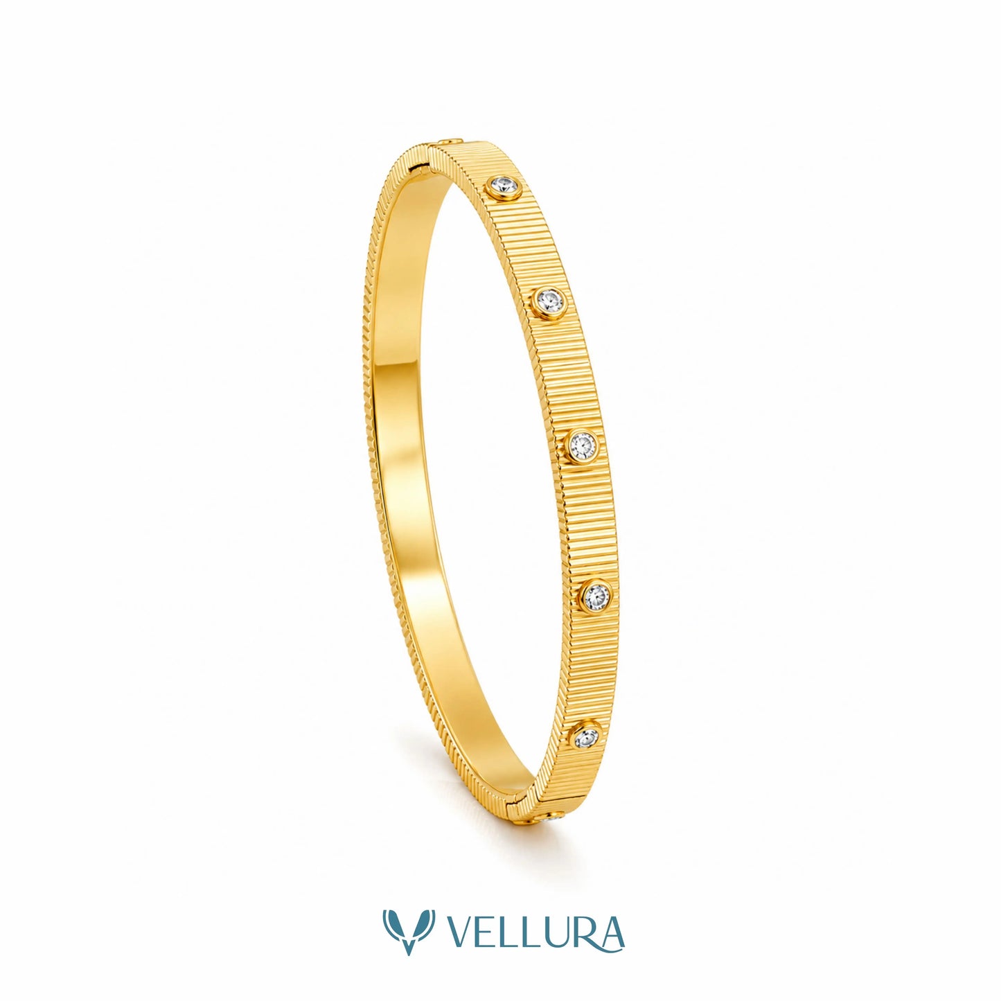 Cartier' Textured CZ Gold Bracelet
