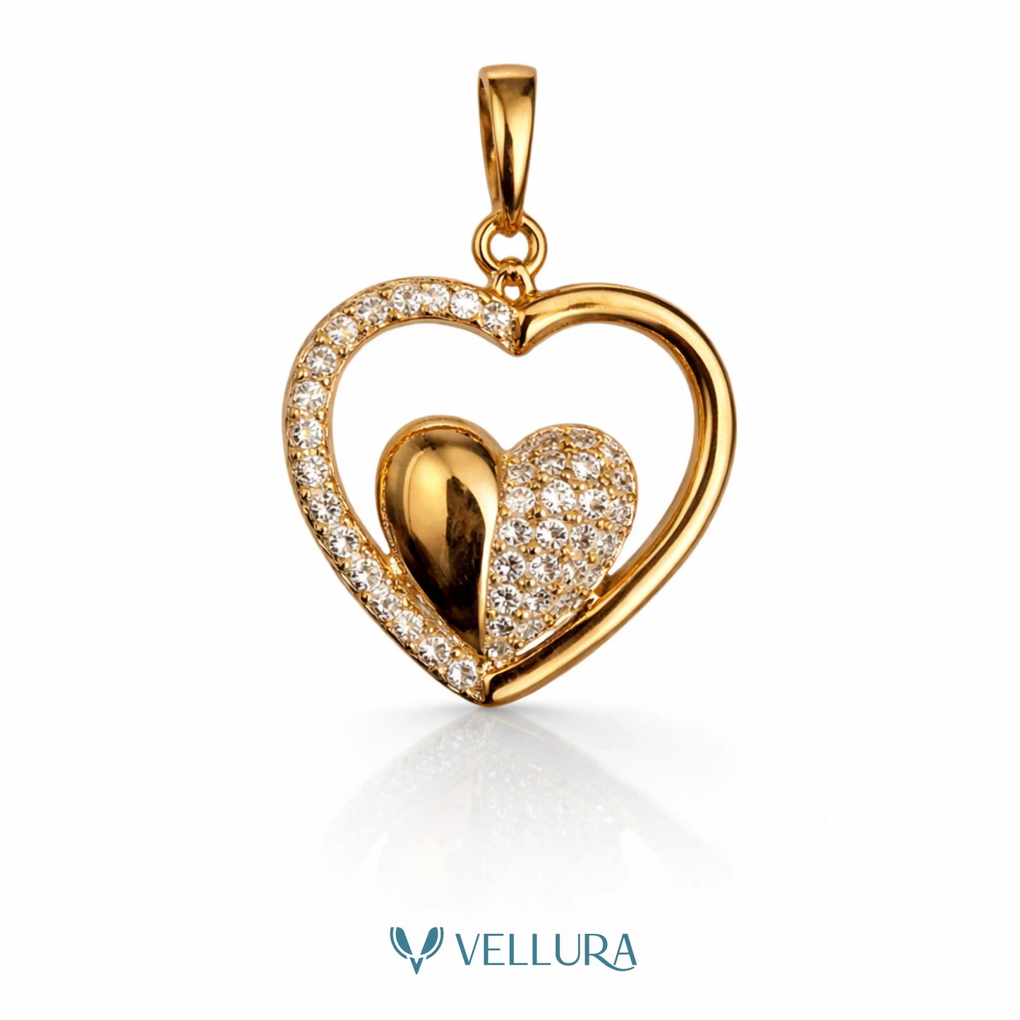 Heart Drop Pendant With Swarovski Stones