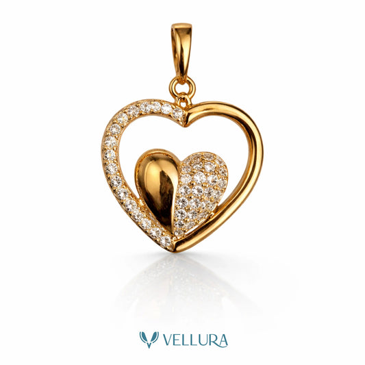 Heart Drop Pendant With Swarovski Stones