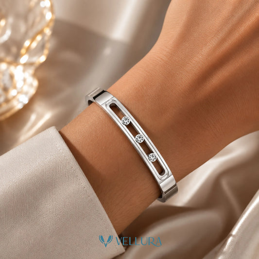 Silver Crystal Open-Link Bracelet f