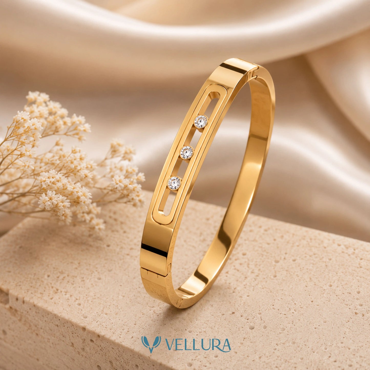 Gold Crystal Open-Link Bracelet