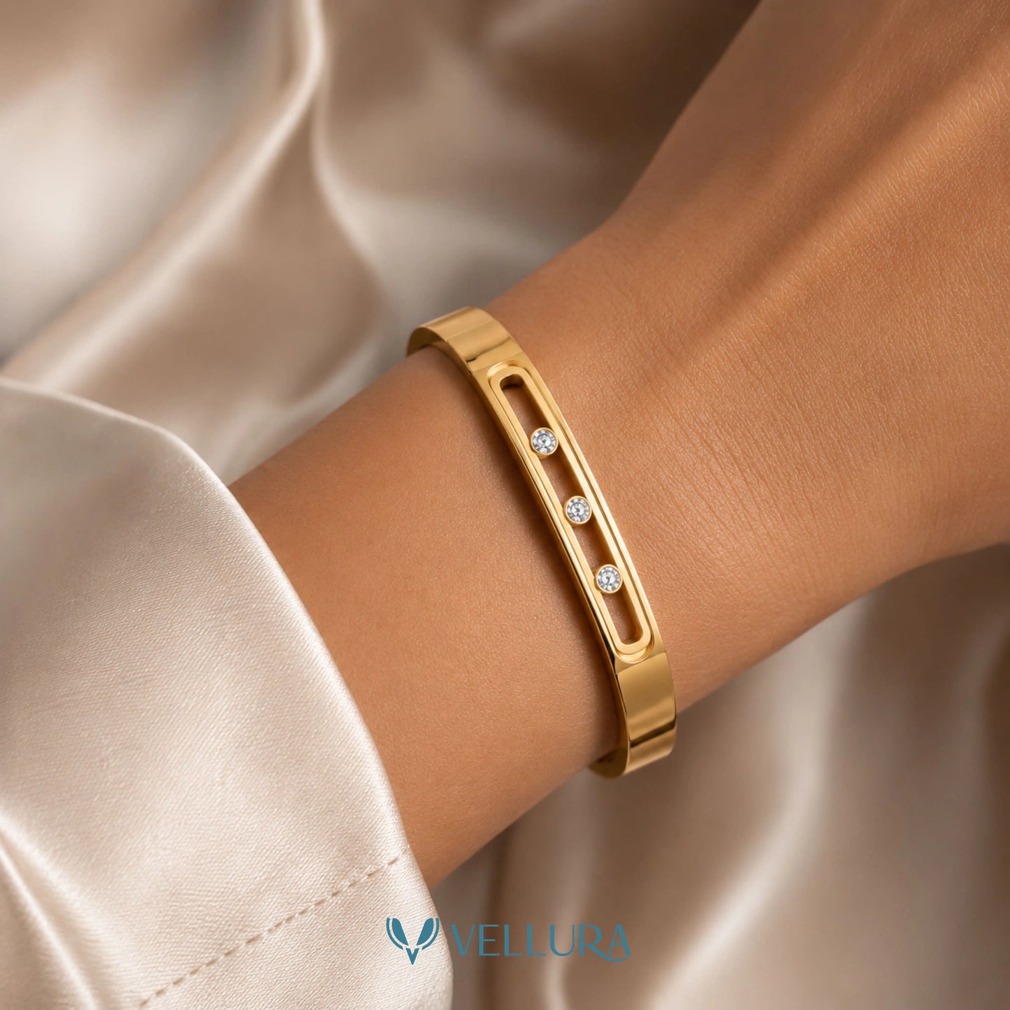 Gold Crystal Open-Link Bracelet