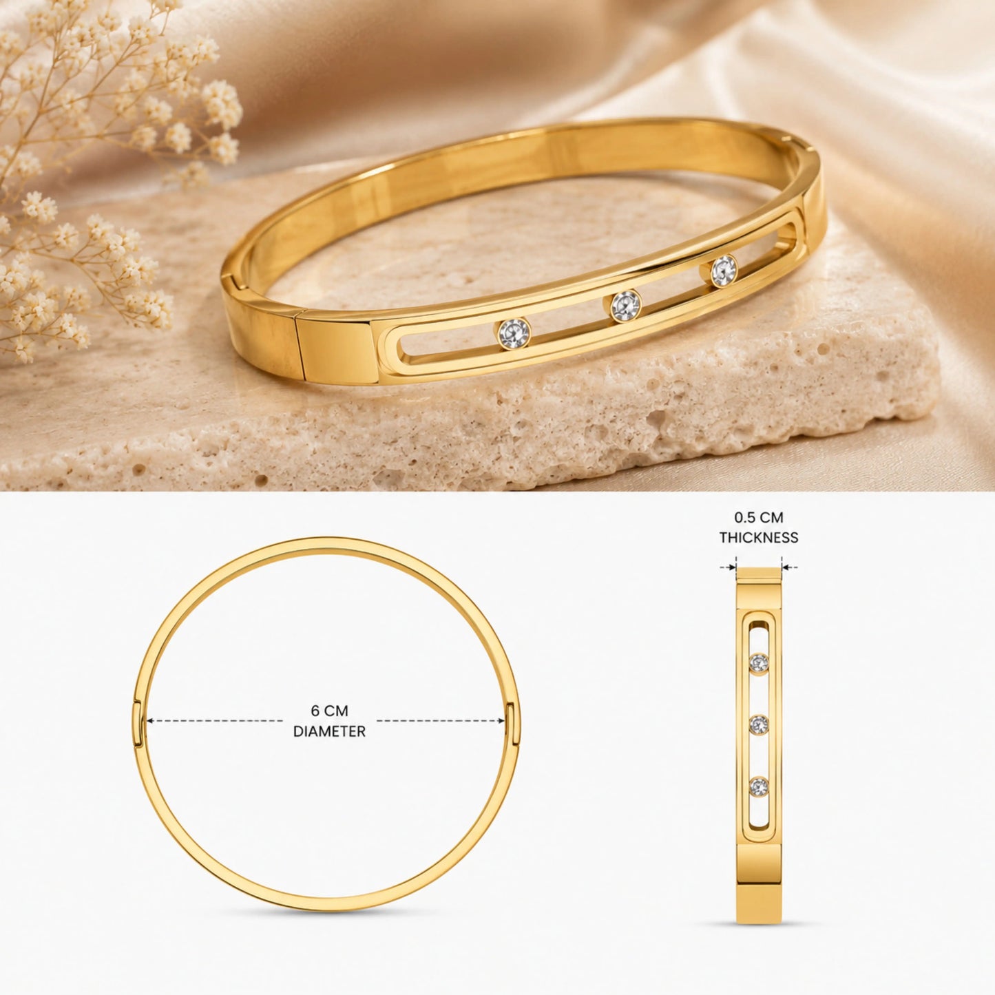 Gold Crystal Open-Link Bracelet