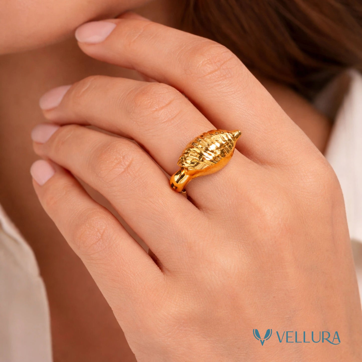 Gold Seashell Statement Ring