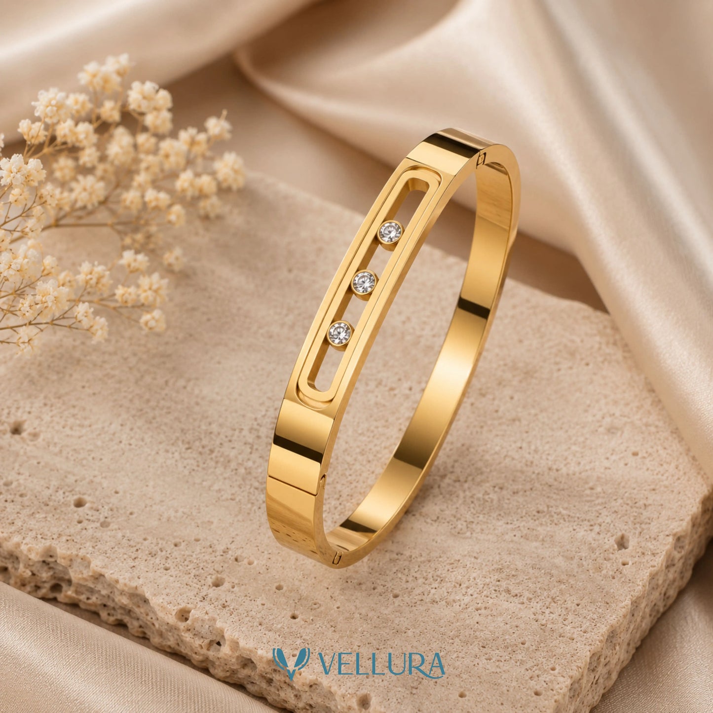 Gold Crystal Open-Link Bracelet