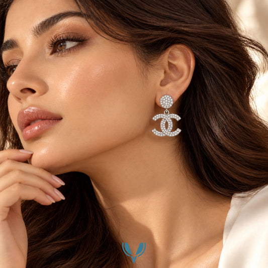 CC'  Monogram Drop Earrings