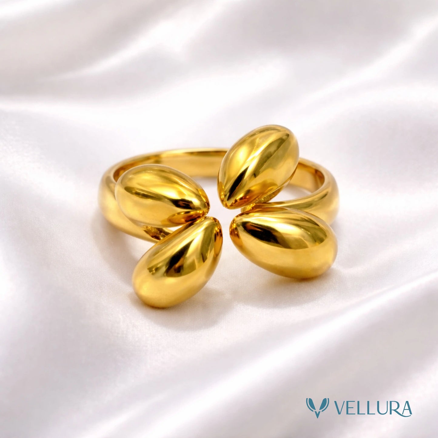 Gold Floral Statement Ring