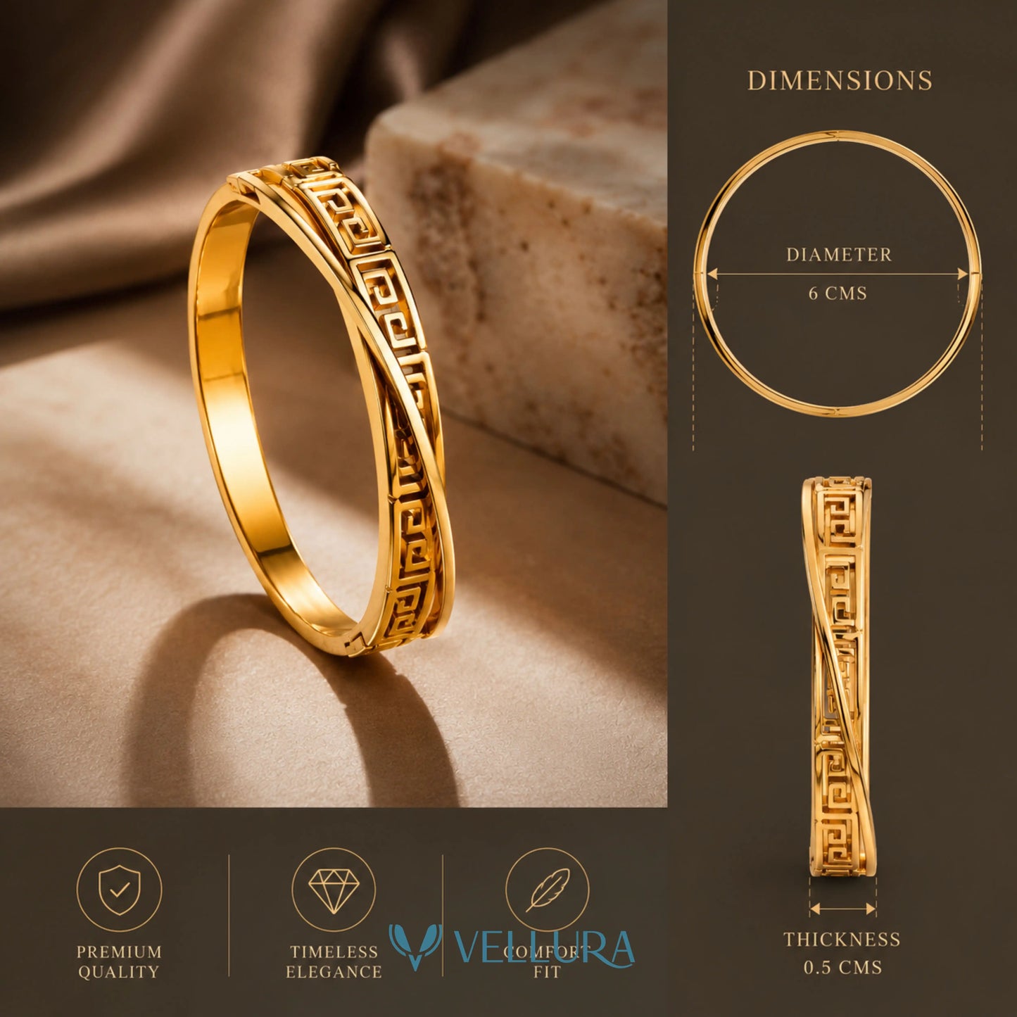 Greek Key Gold Bracelet