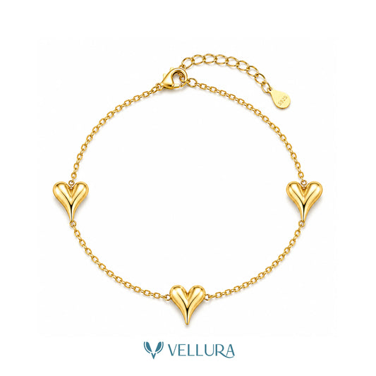 Triple Heart Gold Bracelet