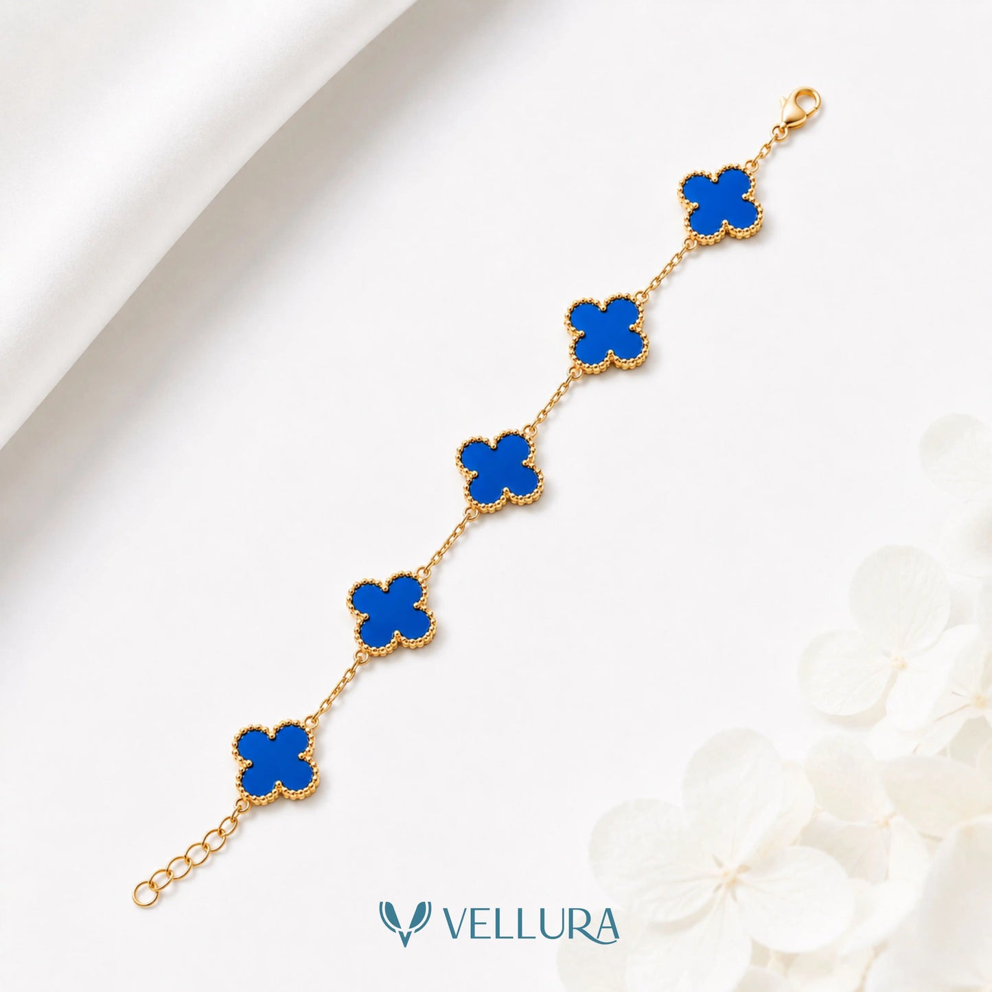 Blue Quatrefoil Bracelet