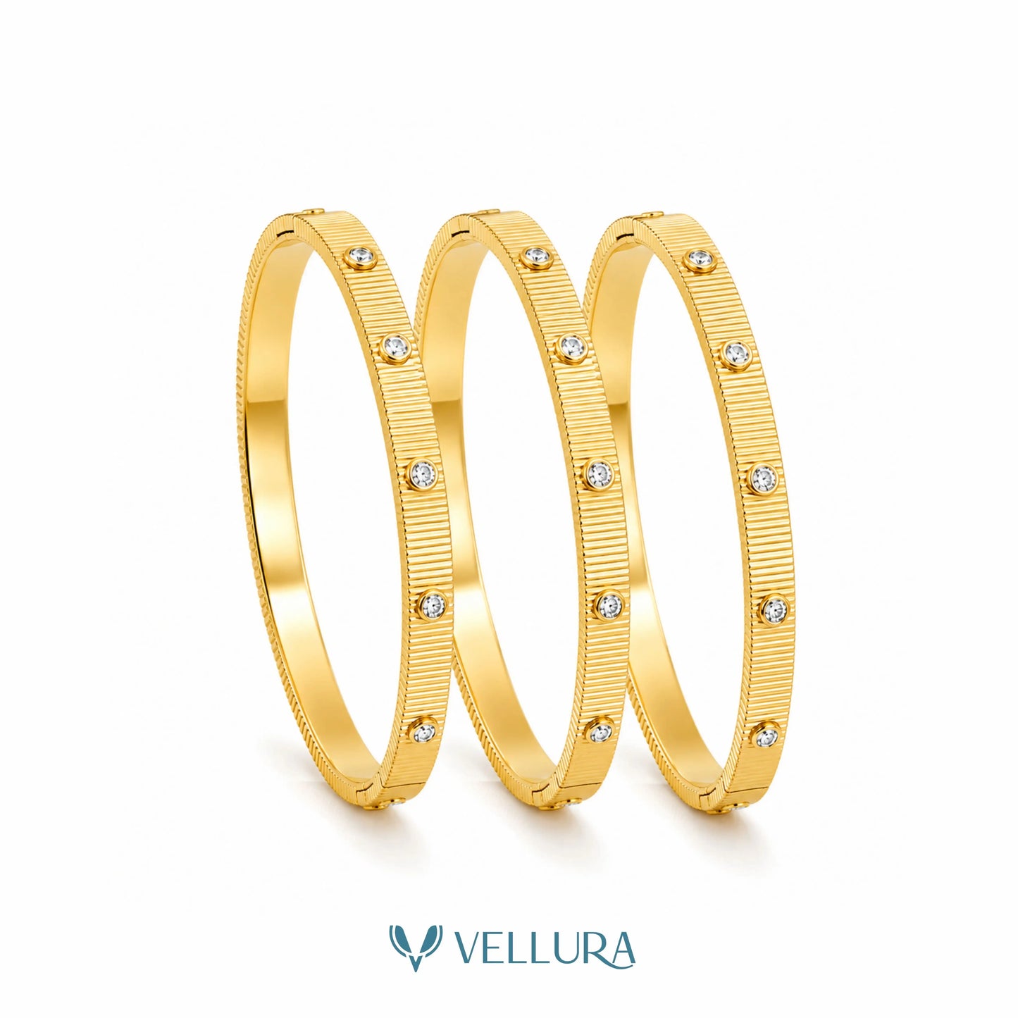 Cartier' Textured CZ Gold Bracelet