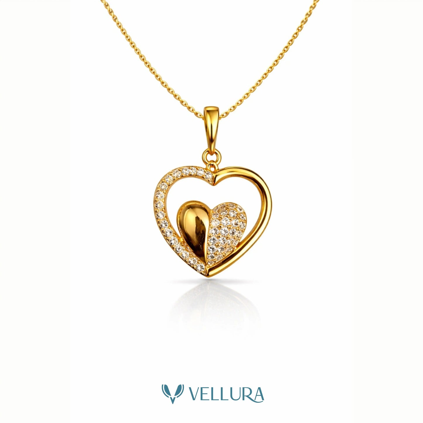 Heart Drop Pendant With Swarovski Stones