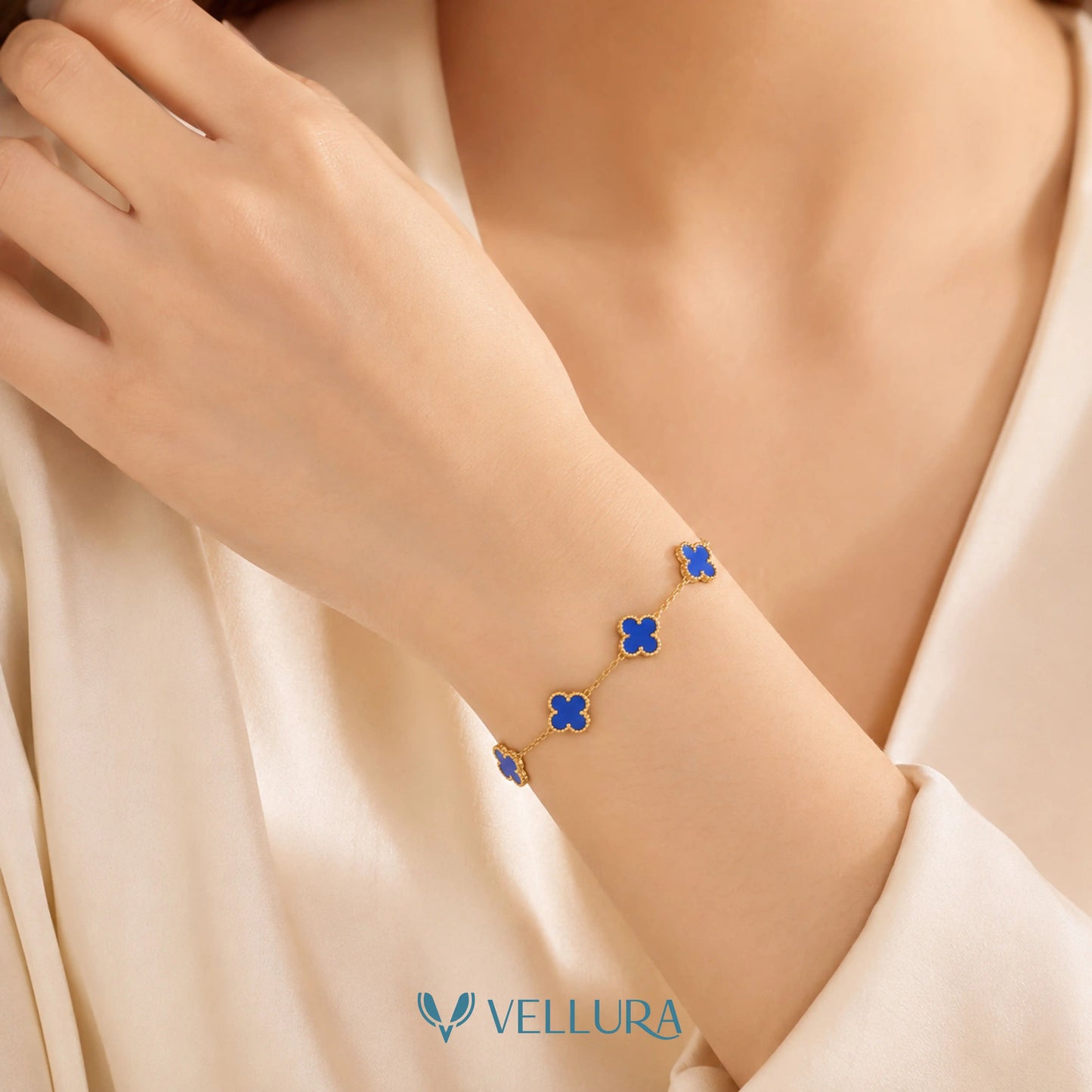Blue Quatrefoil Bracelet