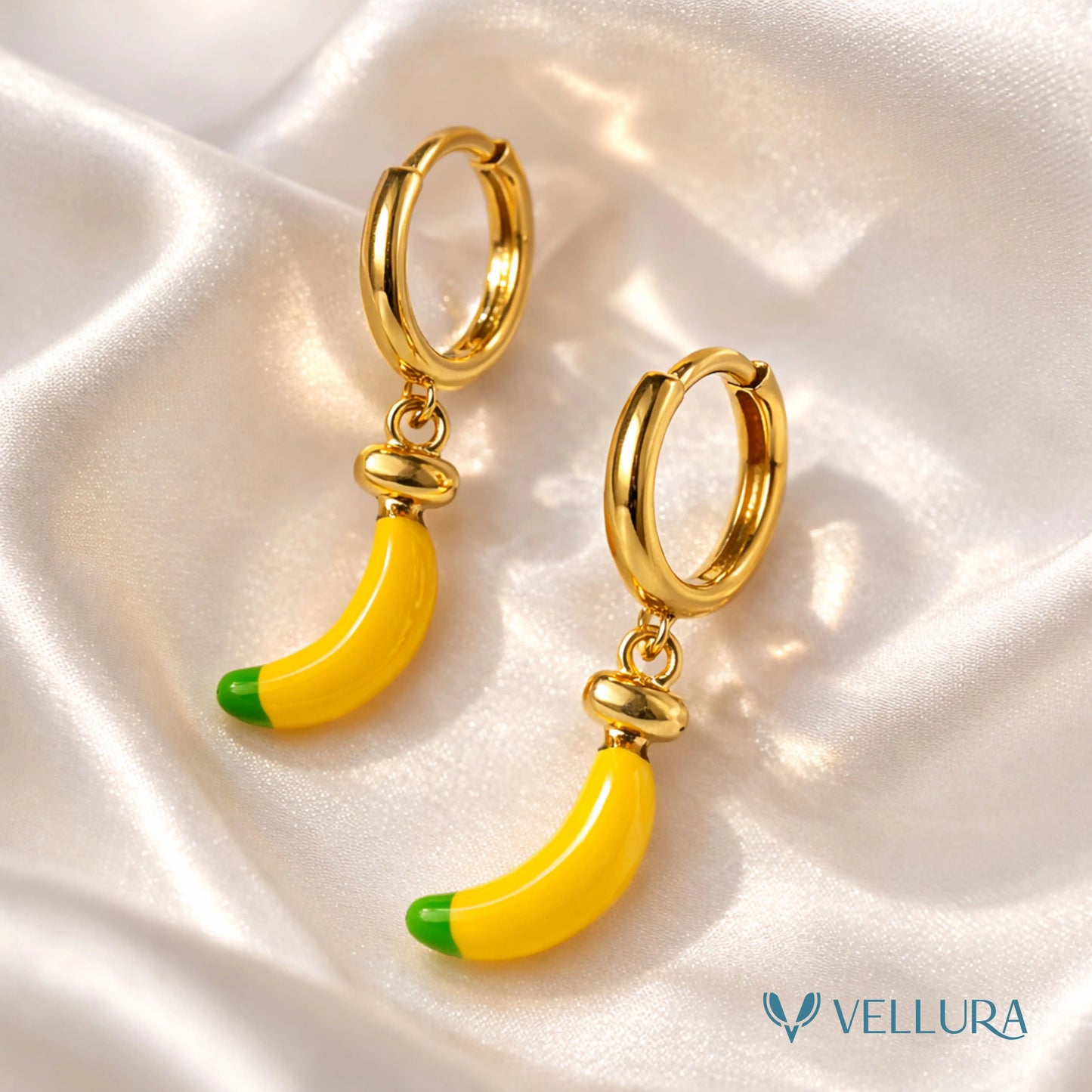 Banana Charm Hoop Earrings