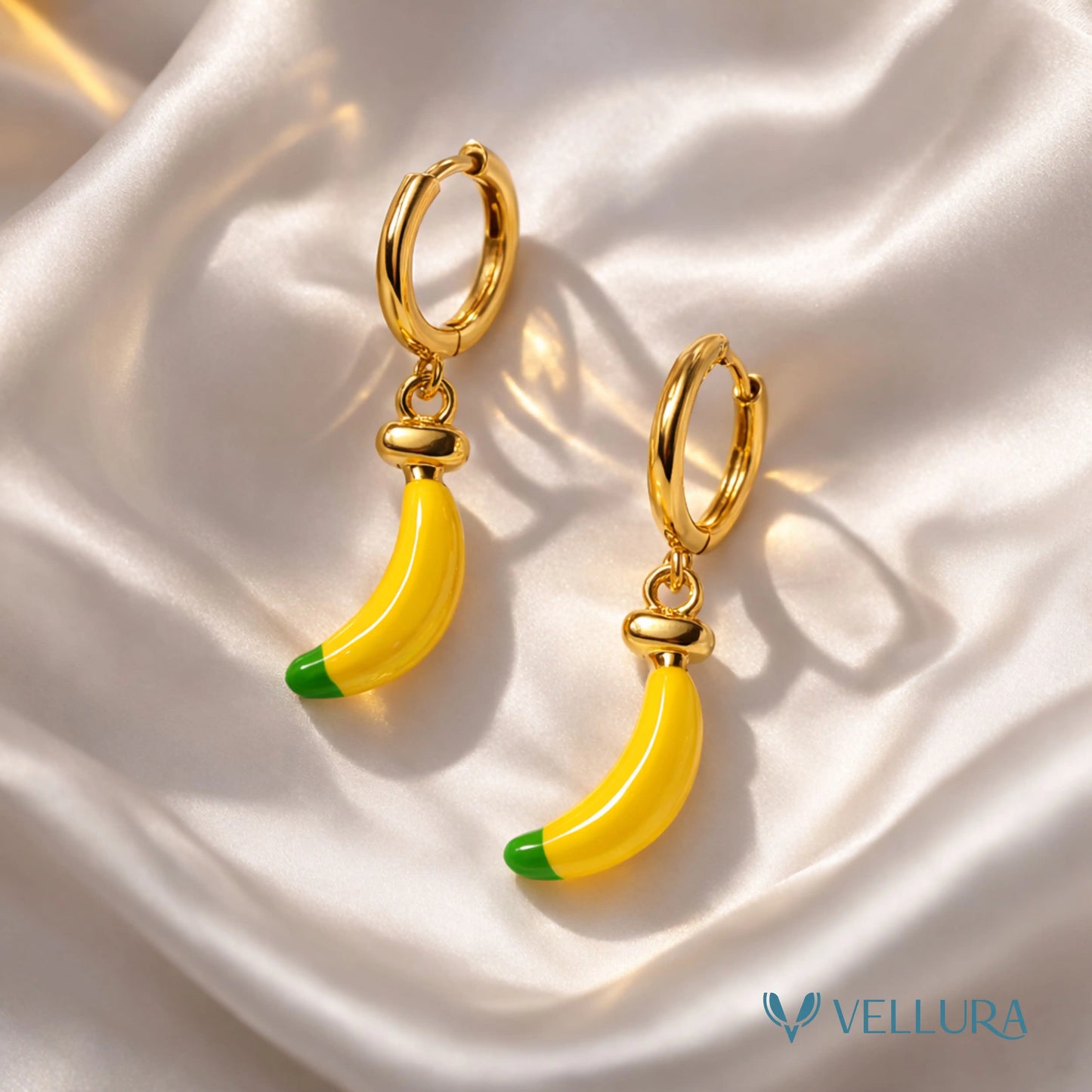 Banana Charm Hoop Earrings